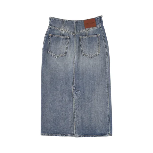 Fold Over Waist Denim Skirt