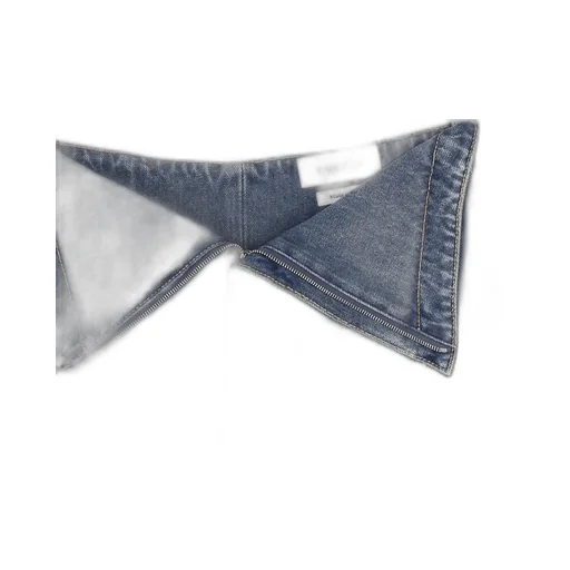 Fold Over Waist Denim Skirt