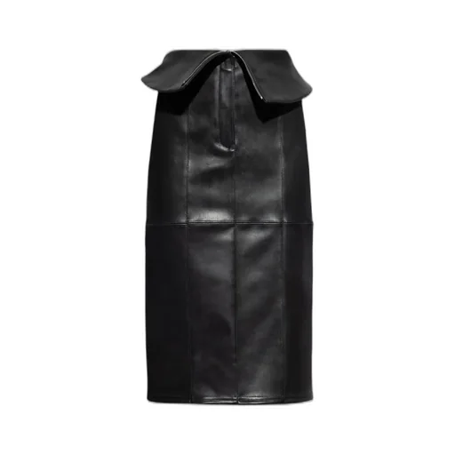 Fold Over Waist Leather Skirt