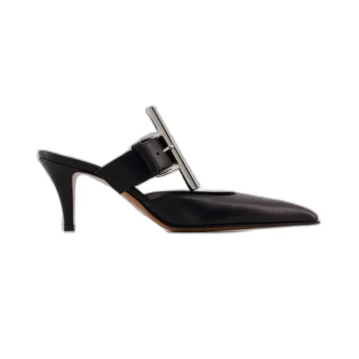 Birdee Cross-Bar Buckle Pointed-Toe Mules