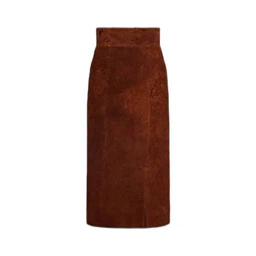 High Waist Front-Slit Midi Skirt