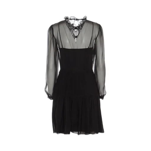 Sheer Sleeves Pleated Dress