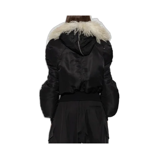Shearling Trim Ruched Bomber Jacket