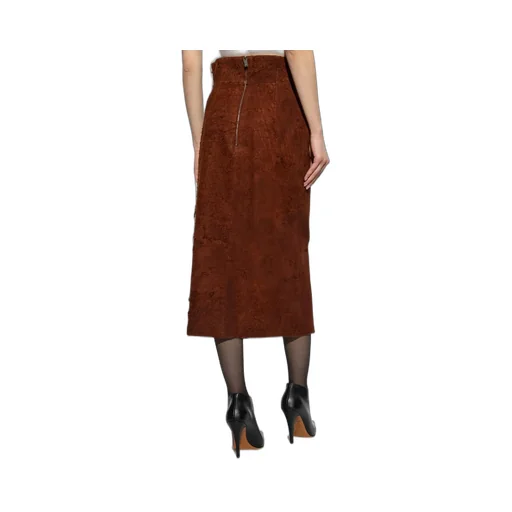 High Waist Front-Slit Midi Skirt