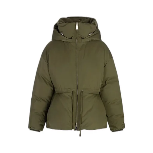Peplum Drawstring Waist Puffer Jacket