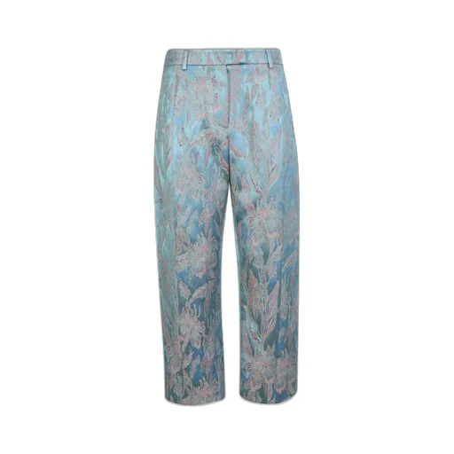 Floral Jacquard Cropped Pants