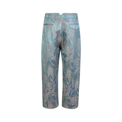 Floral Jacquard Cropped Pants