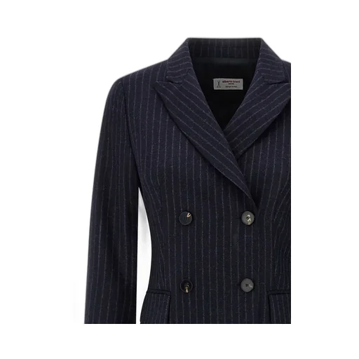 Double-Breasted Pinstripe Coat