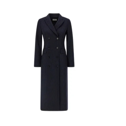 Double-Breasted Pinstripe Coat