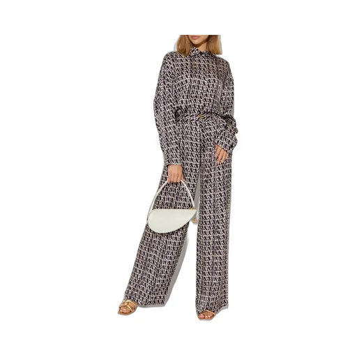 Geometric Pattern Wide-Leg Pants