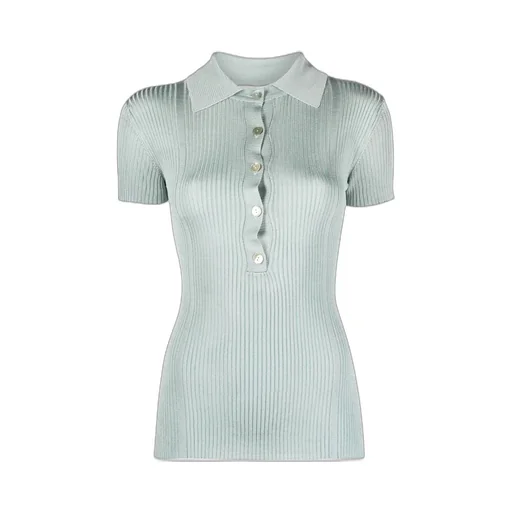 Ribbed Short Sleeved Polo Jumper