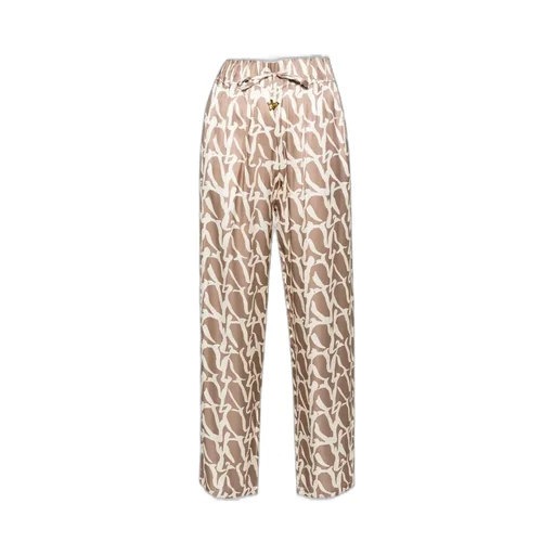Aurora Monogram-Printed Satin Trousers