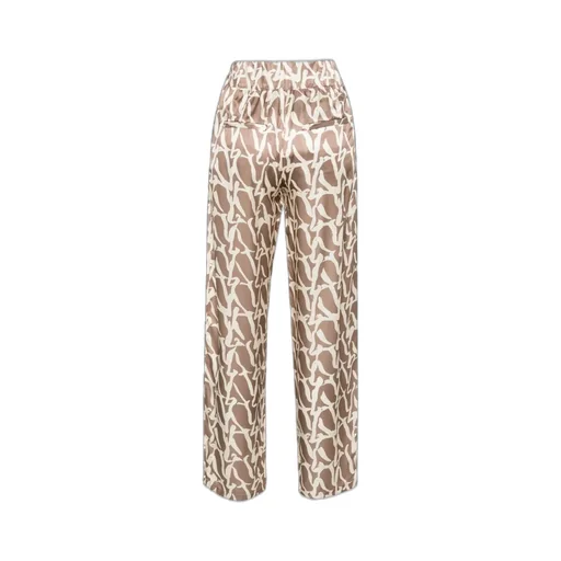 Aurora Monogram-Printed Satin Trousers