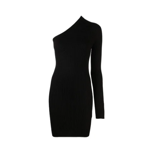 Ribbed Asymmetric Mini Dress