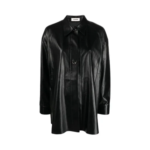 Ring Fastened Feather Leather Shirt