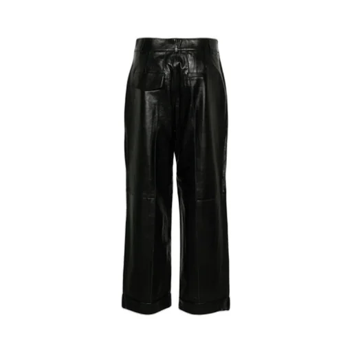 Zima Leather Straight-Leg Turn-Up Trousers