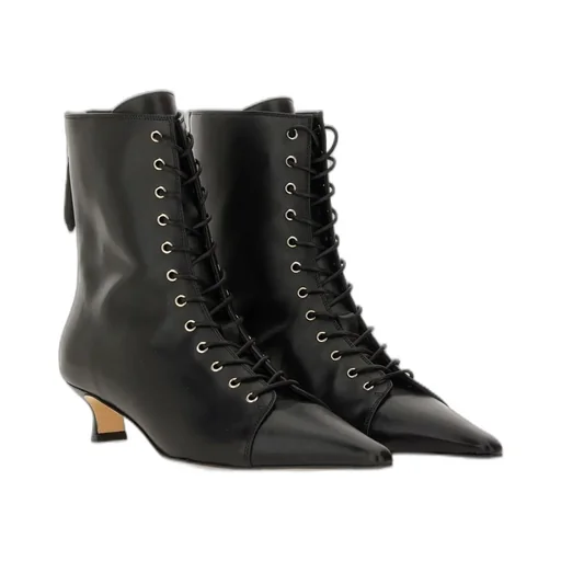 Trixi Pointed-Toe Zipped Lace-Up Boots