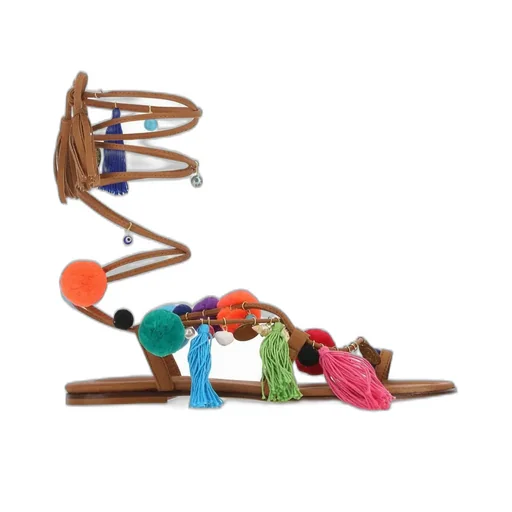 Pom Pom Embellished Sandals