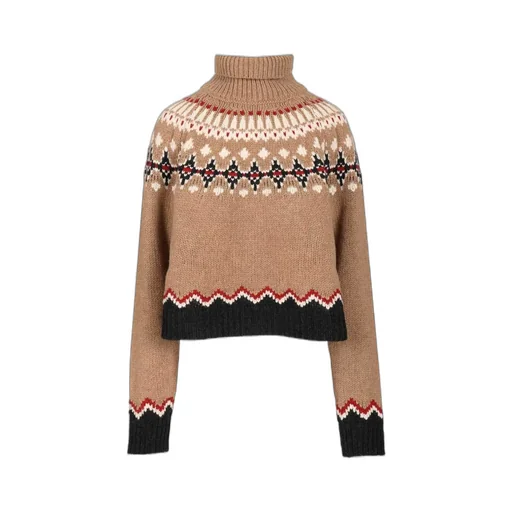 Pattern Intarsia-Knit Turtleneck Jumper
