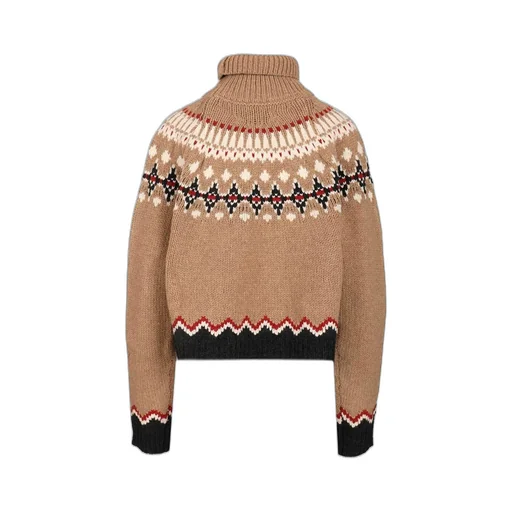 Pattern Intarsia-Knit Turtleneck Jumper