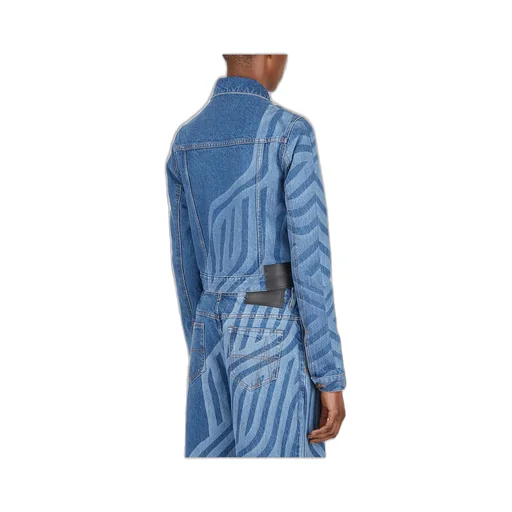Laser-Printed Buttoned Denim Jacket