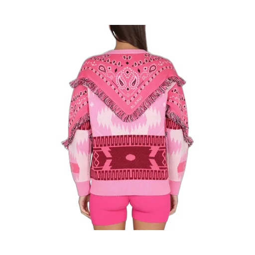 Jacquard Patches Detail Knit Sweater