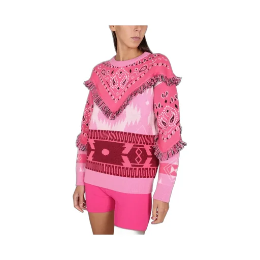 Jacquard Patches Detail Knit Sweater