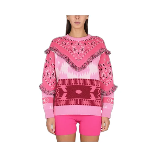 Jacquard Patches Detail Knit Sweater
