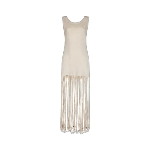 Fringed Sleeveless Maxi Dress