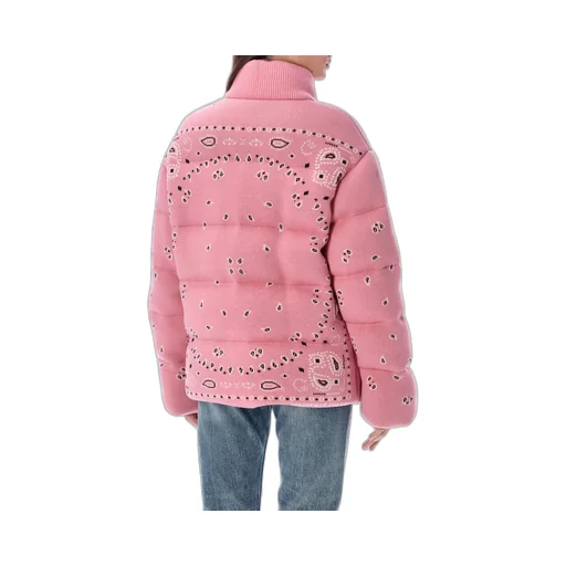 Bandana-Printed Zipped Puffer Jacket