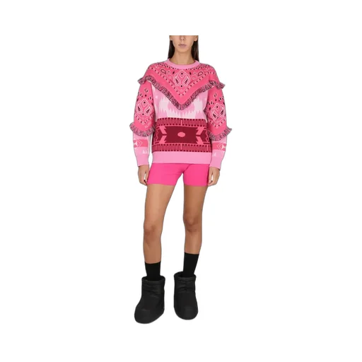 Jacquard Patches Detail Knit Sweater