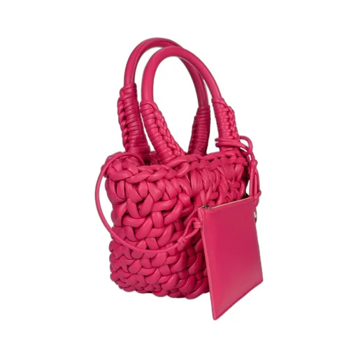 Interwoven-Designed Small Top Handle Bag