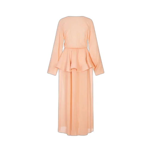 V-Neck Peplum-Detail Maxi Dress