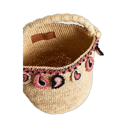 Paisley Motif Open-Top Basket Bag