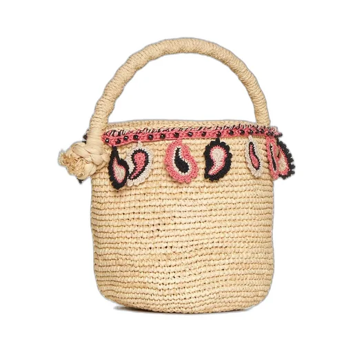 Paisley Motif Open-Top Basket Bag