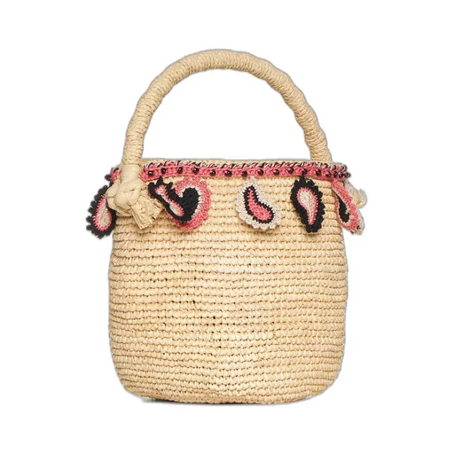 Paisley Motif Open-Top Basket Bag