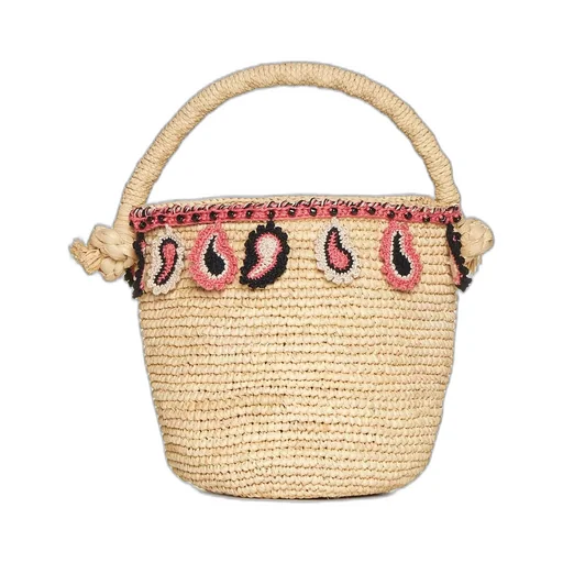 Paisley Motif Open-Top Basket Bag