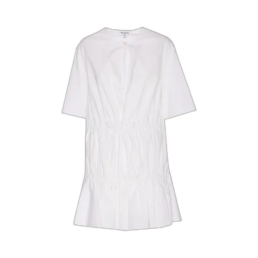 Ruched Poplin Dress