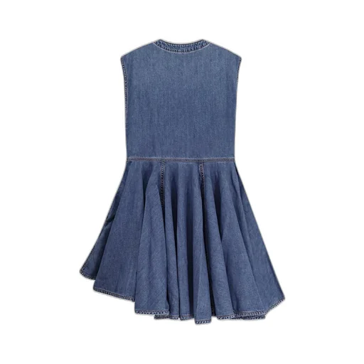 V-Neck Sleeveless Denim Dress