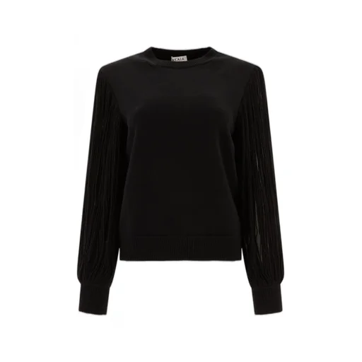 Fringed-Sleeve Knit Jumper