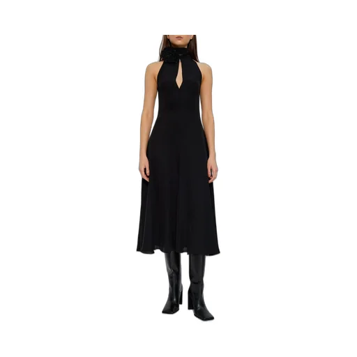 High-Neck Sleeveless Midi Dress