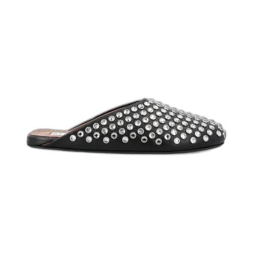 Crystal-Embellished Slip-On Mules