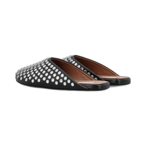 Crystal-Embellished Slip-On Mules