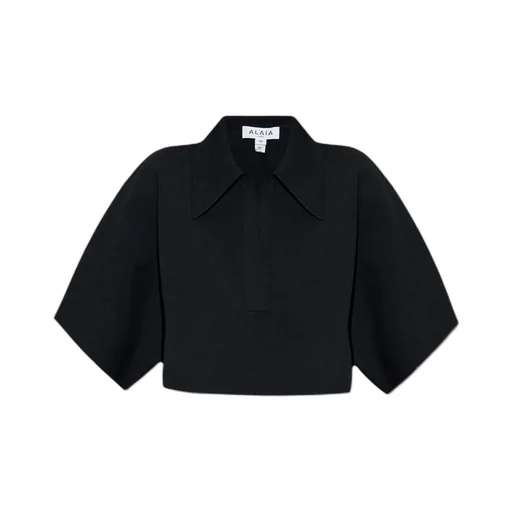 Short-Sleeved Cropped Polo Top