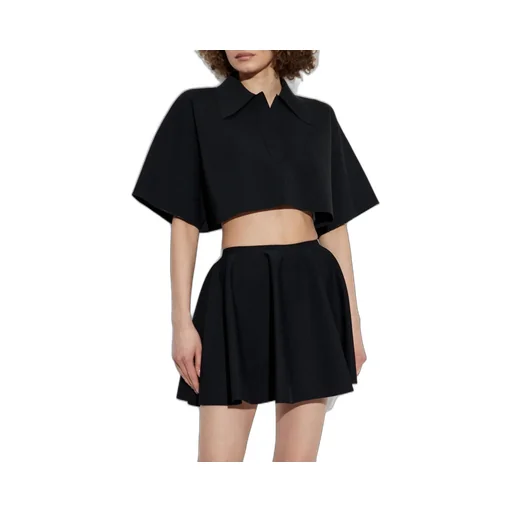Short-Sleeved Cropped Polo Top
