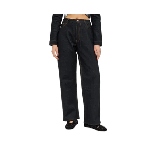 Low-Waisted Knit Denim Pants