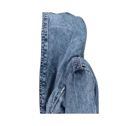 Denim Hooded Biker Jacket