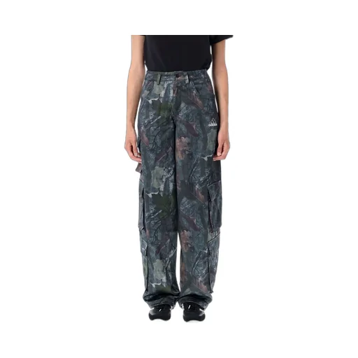 Leaf Camo Print Satin Cargo Pants