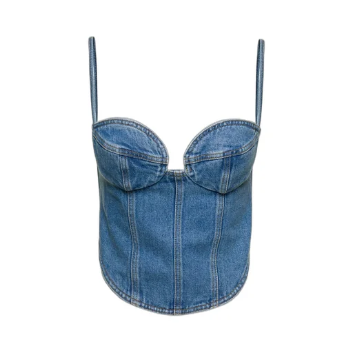 Double Stitched Denim Corset Top