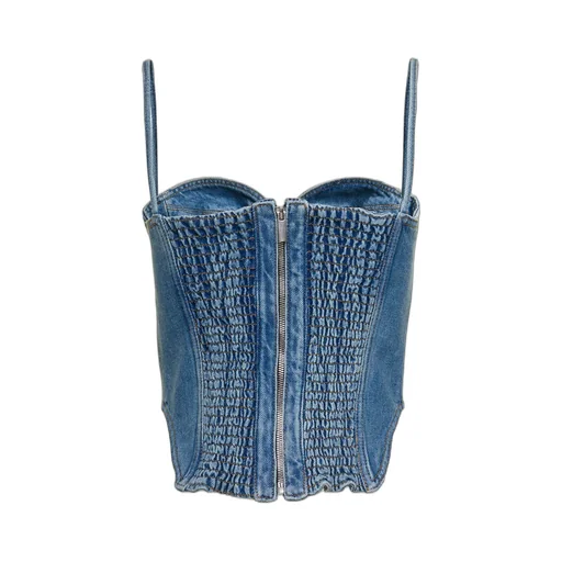 Double Stitched Denim Corset Top